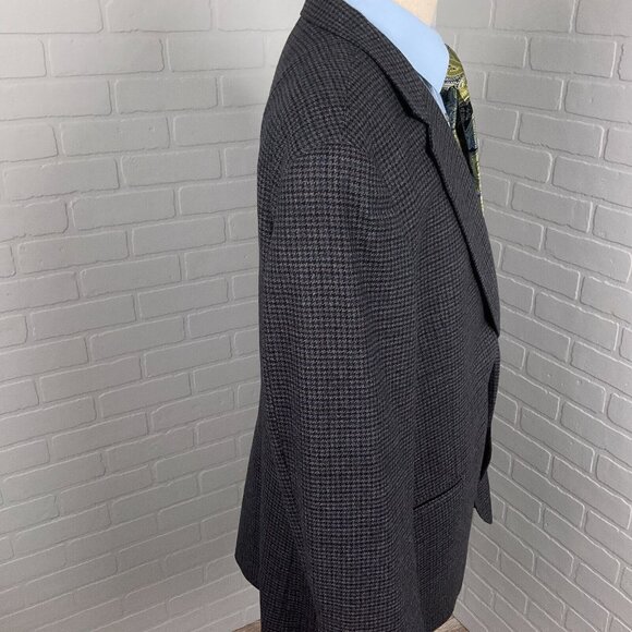 Chaps Blazer‎ Men 46R Blue Gray Houndstooth Lambswool Classic Career Jacket - Picture 4 of 13